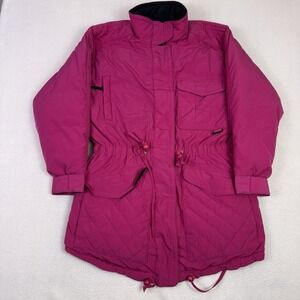 VTG 80s Eddie Bauer Goose Down Parka Jacket Magenta Pink Women's Large Black Tag